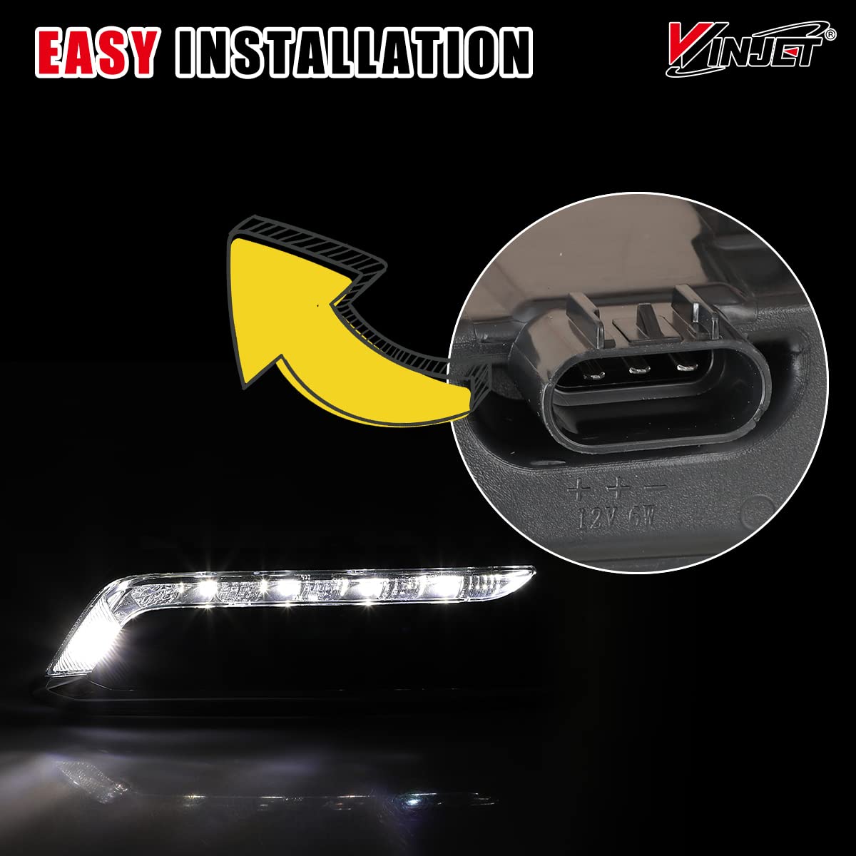 OEM Series Winjet LED Fog Light Pair Assembly Kit for [2014 2015 2016 2017 2018 2019 2020 Chevrolet Impala] Driving DRL Fog Lamp w/Fog Lights Bezel Driving Lights Wiring Kit & Switch (Clear Lens)