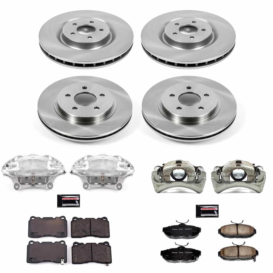 Power Stop KCOE4148 Replacement Autospeciality Front and Rear Caliper Kit- OE Rotors, Ceramic Brake Pads, Calipers For Ford Mustang 2011-2014 [Model Specific]
