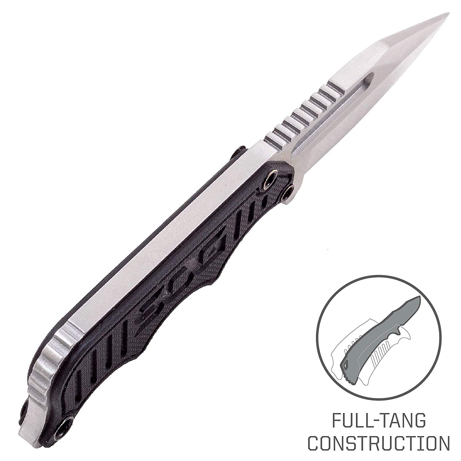 SOG Mini Instinct Small Fixed Blade Knife- 8.75 Inch x 1 Inch x 4 Inch Full Tang Adjustable Clip Belt or Boot Knife with Tactical Knife Sheath and Neck Knife Lanyard (NB1002-CP)