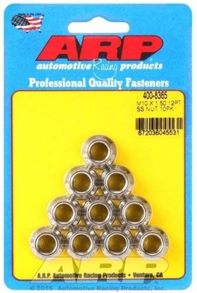 ARP Nut Kit 400-8365 (M10 X 1.50 SS M12 socket 12pt nut)