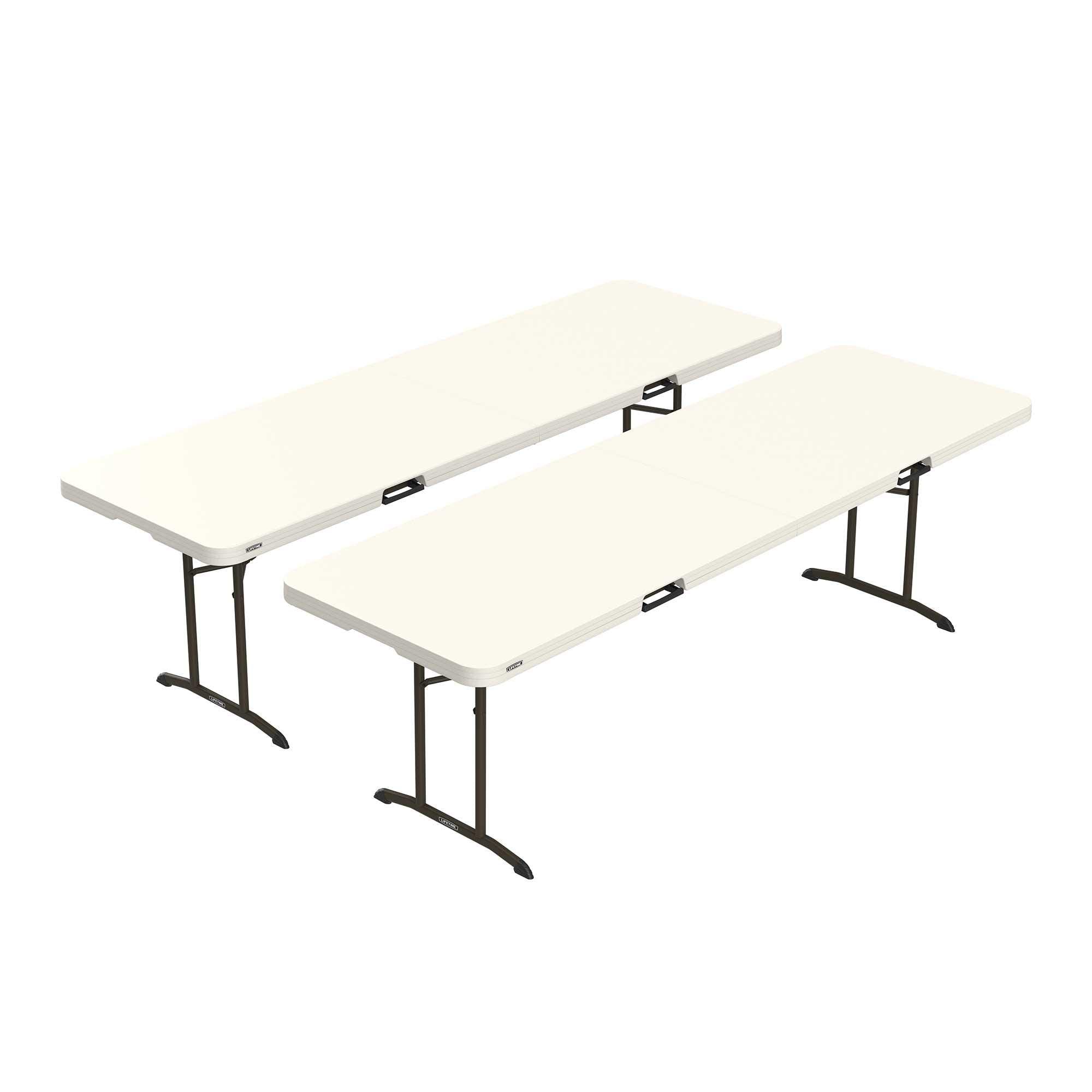 Commercial Lifetime Fold in Half Table, 8 Feet, 2 Pack, Almond