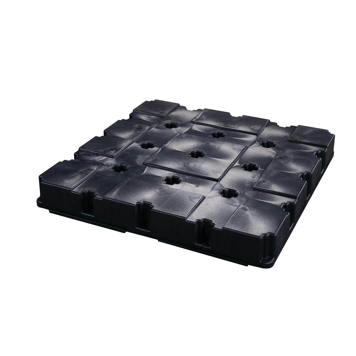 4 Drum Spill Platform Eagle Square with Drain and Forklift Pockets, 51.5"x51.5"x6.5", 60.5 Gallon Sump, 10,000 lbs. Load Capacity Containment Tray, Made in USA, Black, 1635BD
