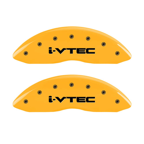 Caliper Covers MGP 39013SIVTYL Yellow (Set of 4, Engraved Front and Rear: i-Vtec, Yellow powder coat finish, black characters)
