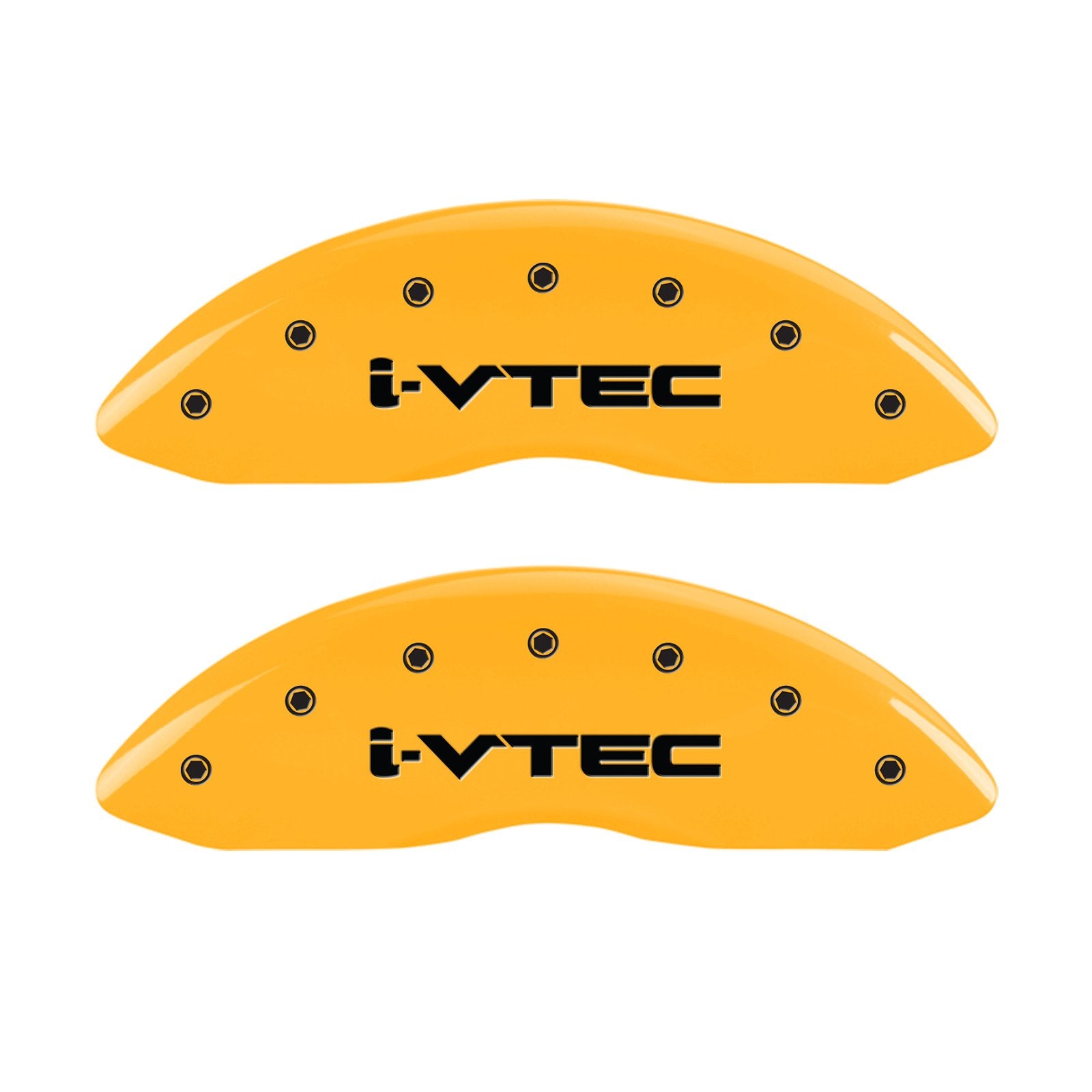 Caliper Covers MGP 20219SIVTYL, Set of 4 (Yellow Engraved Front and Rear: I-VTEC Powder Coat Finish Black Characters)