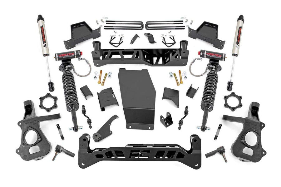 7" Rough Country Lift Kit with Vertex Coilovers/V2 Rear Shocks for Chevy Silverado & GMC Sierra 1500 (2014-2018 w/Stock Cast Steel Control Arms)