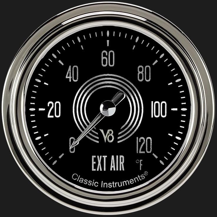 V8SR399SLC Classic Instruments V8 Speedster 2 5/8" Outside Air Temperature Gauge Full Sweep