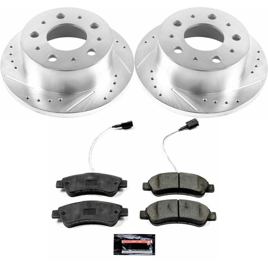 Power Stop Rear K7310 Z23 Carbon Fiber Brake Pads with Drilled & Slotted Brake Rotors Kit