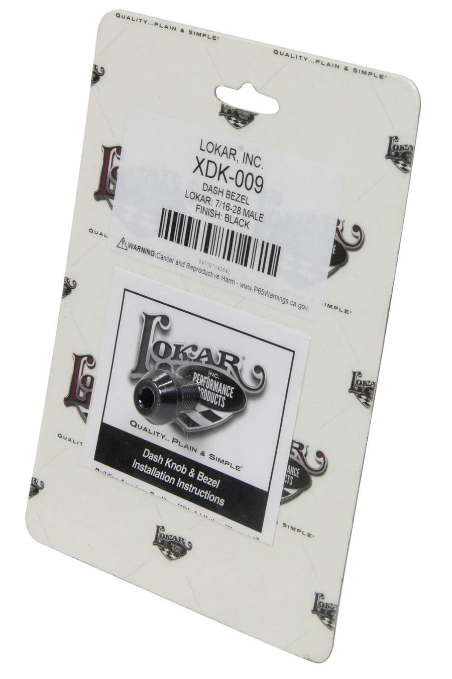 XDK-009 Lokar Performance Products Dash Bezel - Deco - 7/16-28 Male - Black