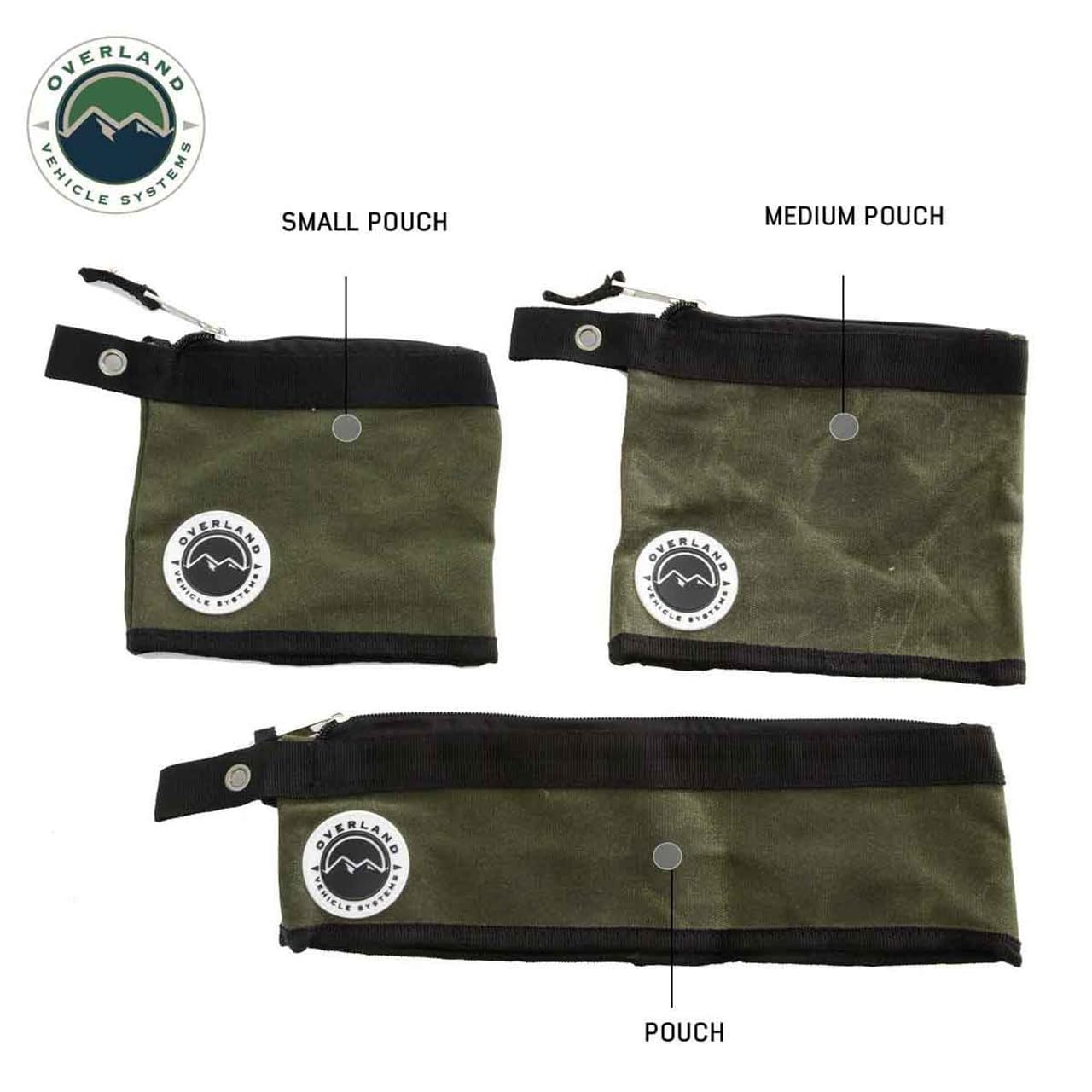 Overland Vehicle Systems 3-Bag Set of Small/Medium Size Storage Bags - #12 Waxed Canvas - Infused with Paraffin Wax Waterproofing - Universal for, Tools, Automotive, Fishing, Hunting and More!