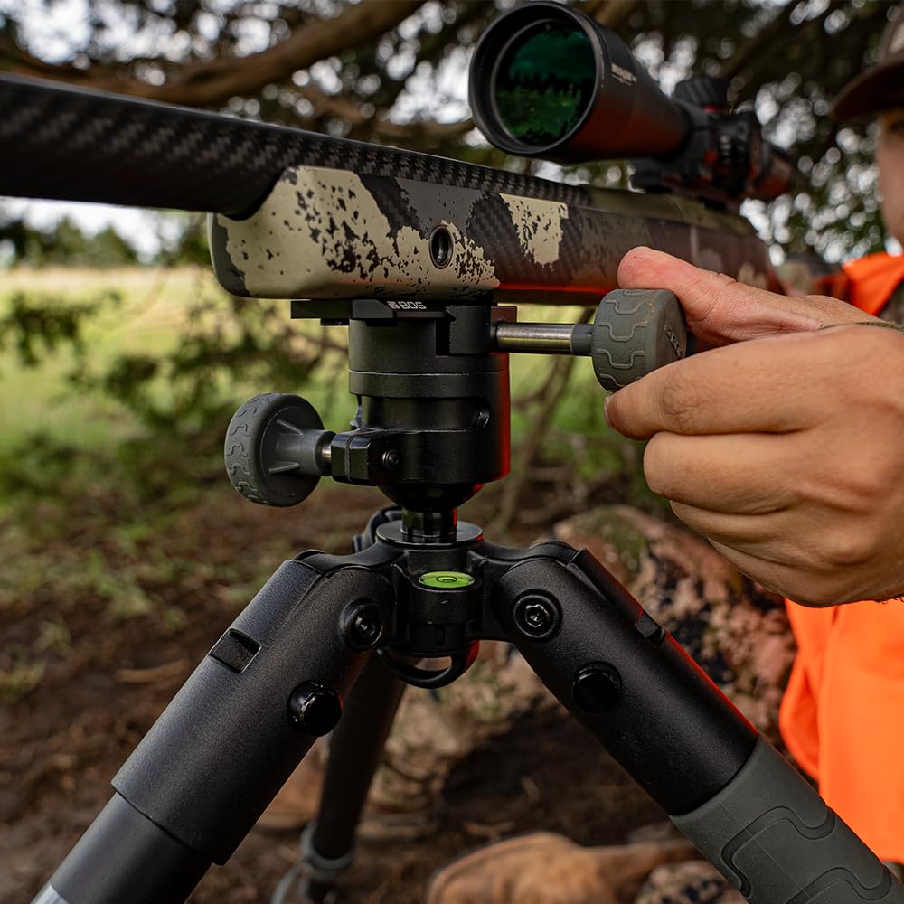 Infinite BOG ARCA Swiss Tripod with 360 Degree Ball Head, Quick-Release Arca Swiss Mount System, and Integral Bubble Level for Hunting, Shooting, Outdoors