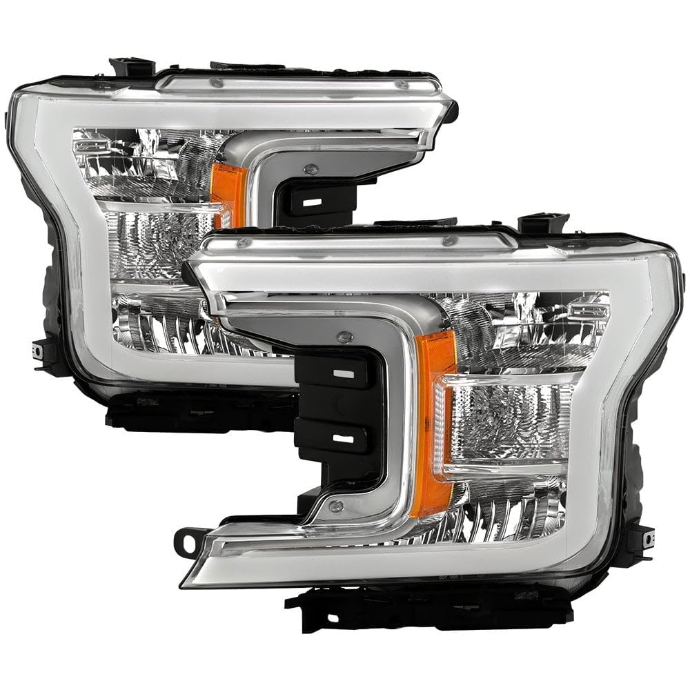 Ford F150 Spyder (xTune) 18-20 (XL XLT Lariat Model) w/LED DRL Halogen Headlight - Low Beam-H11(Included) ; High Beam-HB3(Included) ; Signal-7444NA(Included) - Chrome