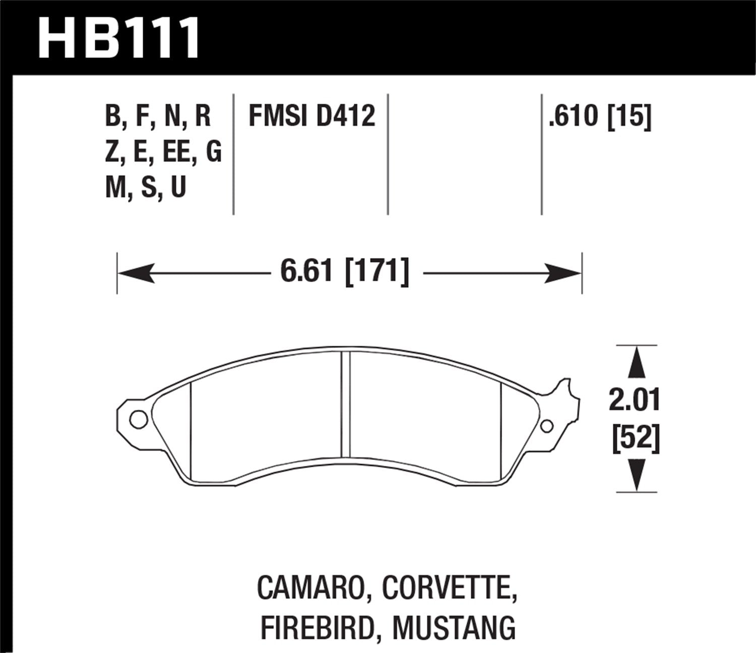 Performance Hawk HB111Z.610 Ceramic Brake Pad