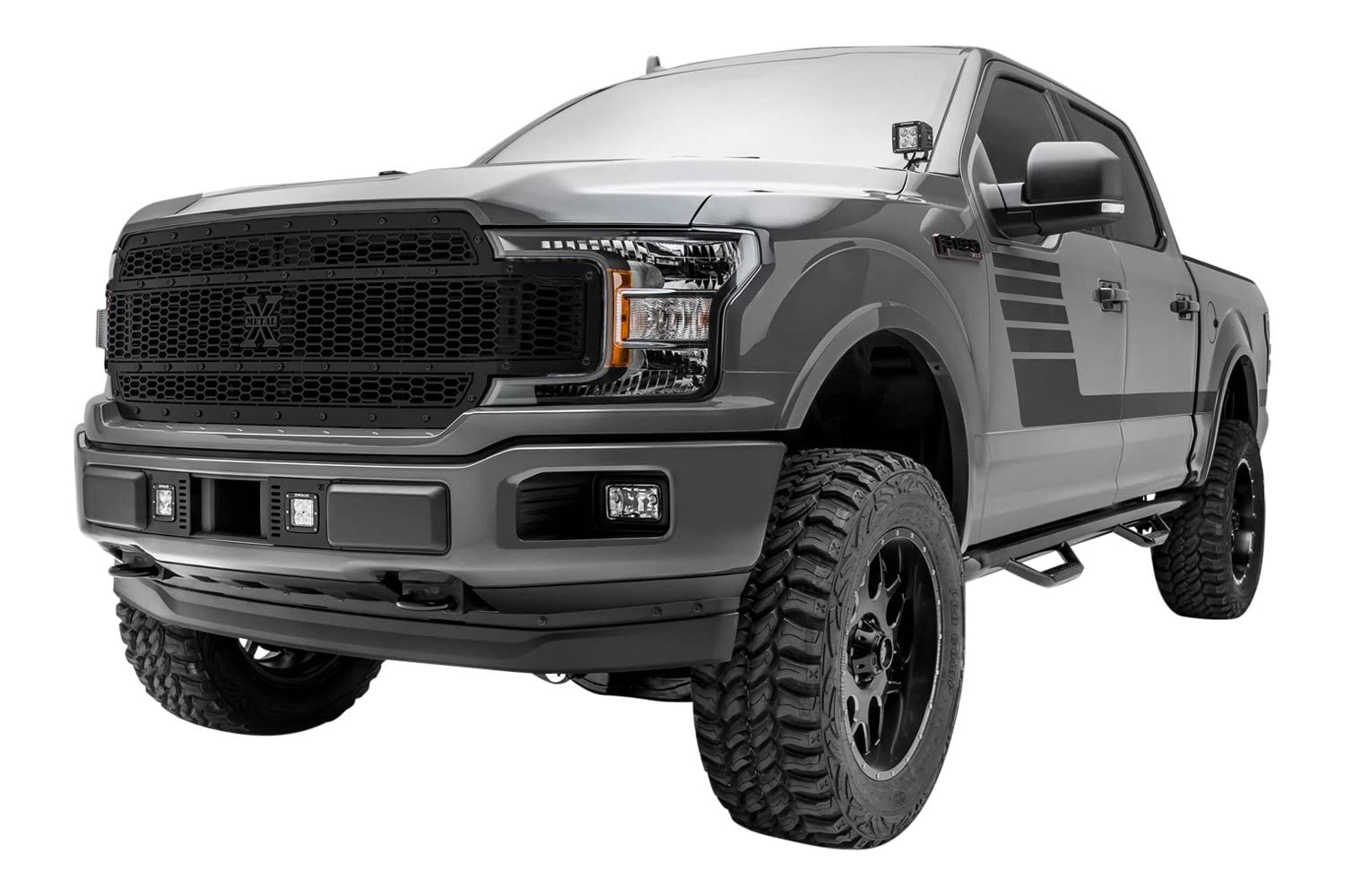 T-Rex Grilles X Grille Compatible with F-150 Stealth Laser (2018-2020), Black, 1 Pc, Replacement, Black Studs, Does Not Fit Vehicles with Camera - PN #7715841-BR