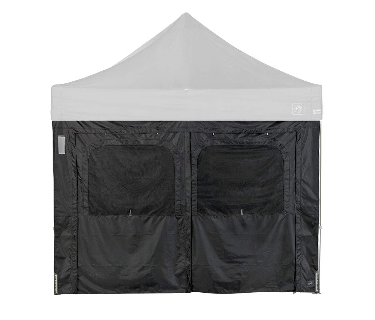 E-Z UP PRO Sidewall Single Utility, Fits 10' Straight Leg, Includes Double Doors and Roll-Up Screened Windows, Black