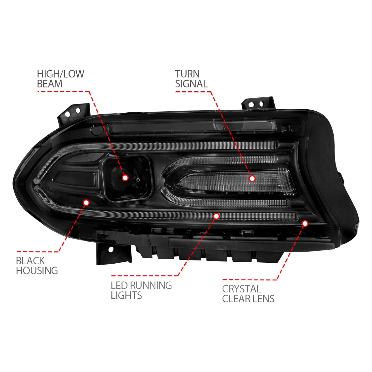 Projector Headlamps ANZO USA 121559 Fits Dodge Charger