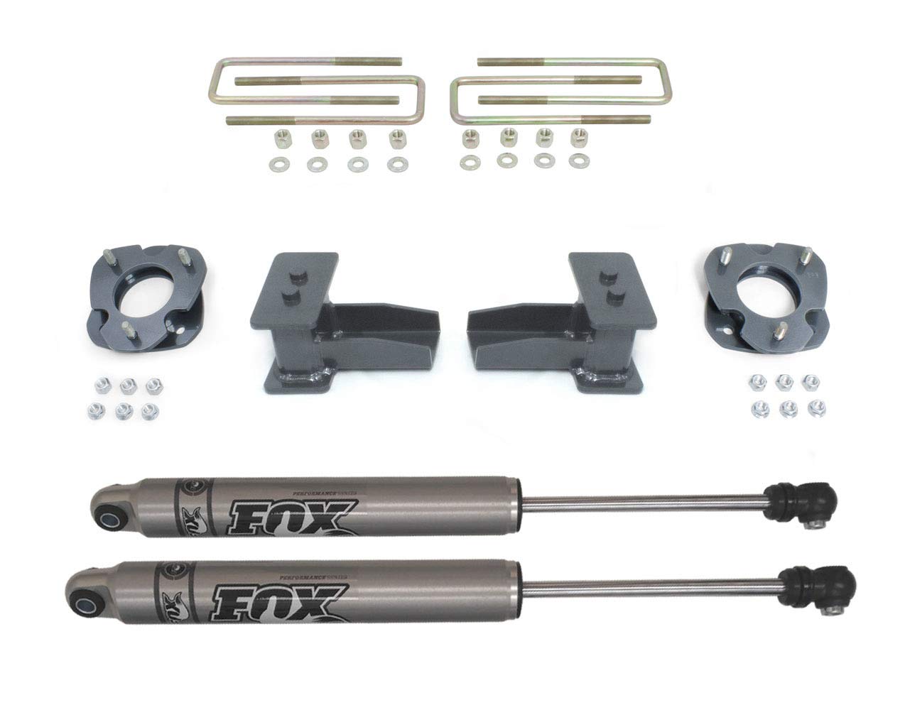 Lift Block And U-Bolt Kit MaxTrac 903250F 4 in. Rear Incl. Blocks U-Bolts Rear Fox Shocks
