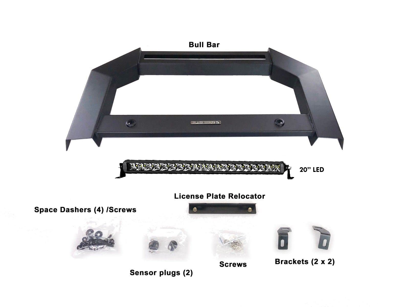 Bull Bar Black Horse Armour No Skid Plate Matte Black Compatible with 2005-2021 Nissan Frontier-AB-NI25-NL