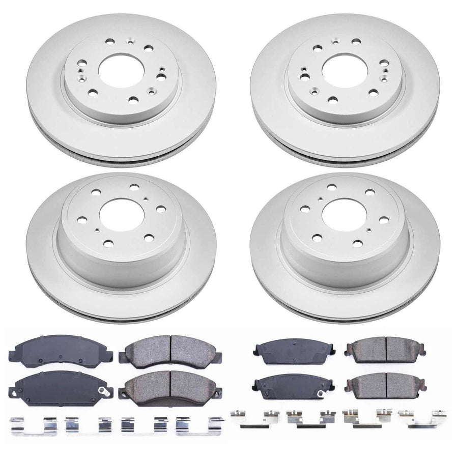 Power Stop CRK2068 Brake Rotor & Coated Ceramic Brake Pads- front & rear For Cadillac Escalade, Cadillac Escalade ESV, Cadillac Escalade EXT, Avalanche, Suburban, Ta, Yu, Yukon XL [Model Specific]
