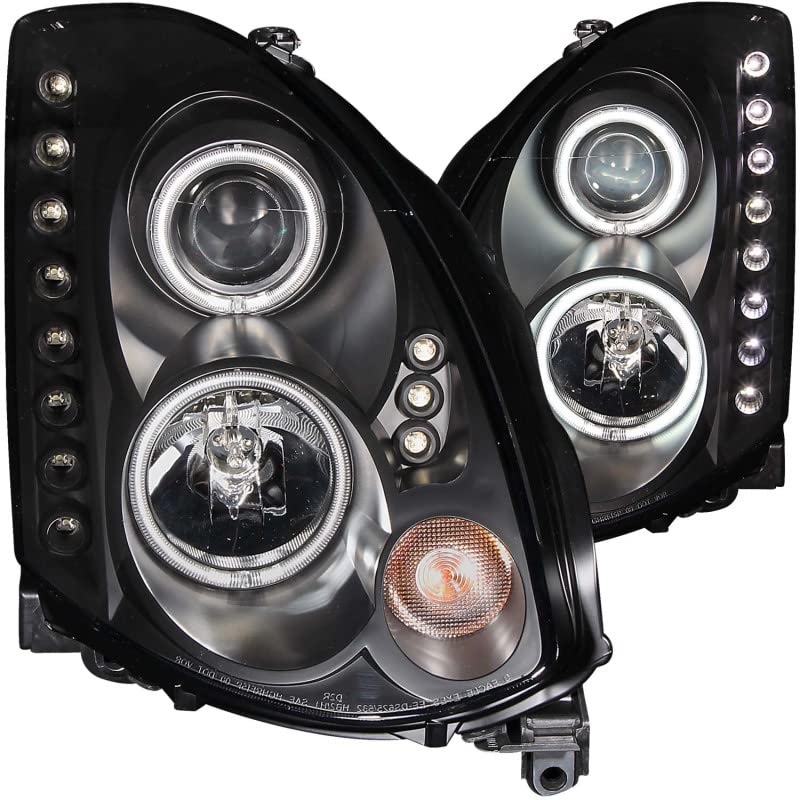 Headlight Assembly Anzo USA 121363 LED Strip Clear Lens Pair CCFL Black