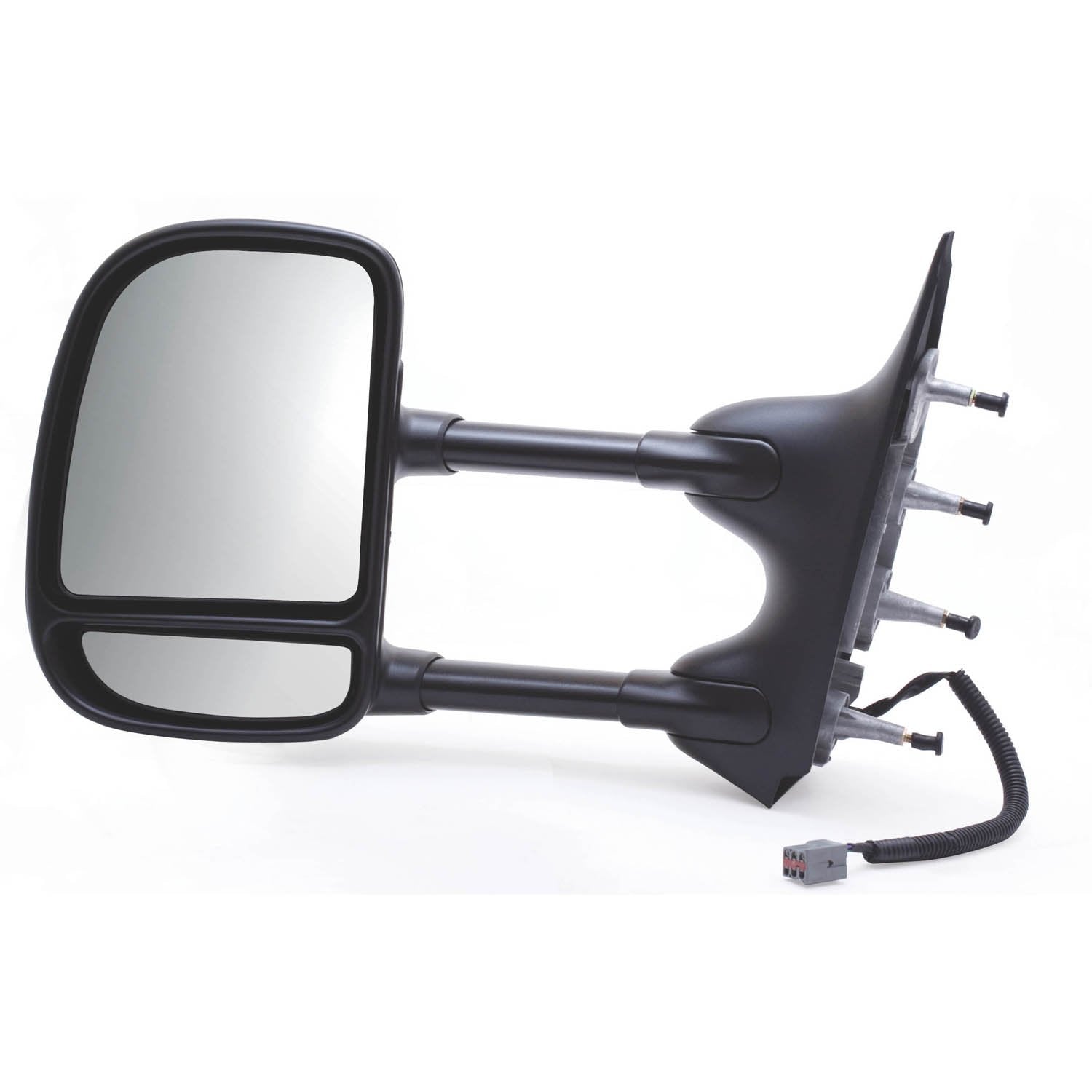 K Source Extendable Driver Side Towing Mirror for 2002-2008 E Series, Textured Black, Dual Lens, Power, Adjustable, Flat Mirror, Foldaway