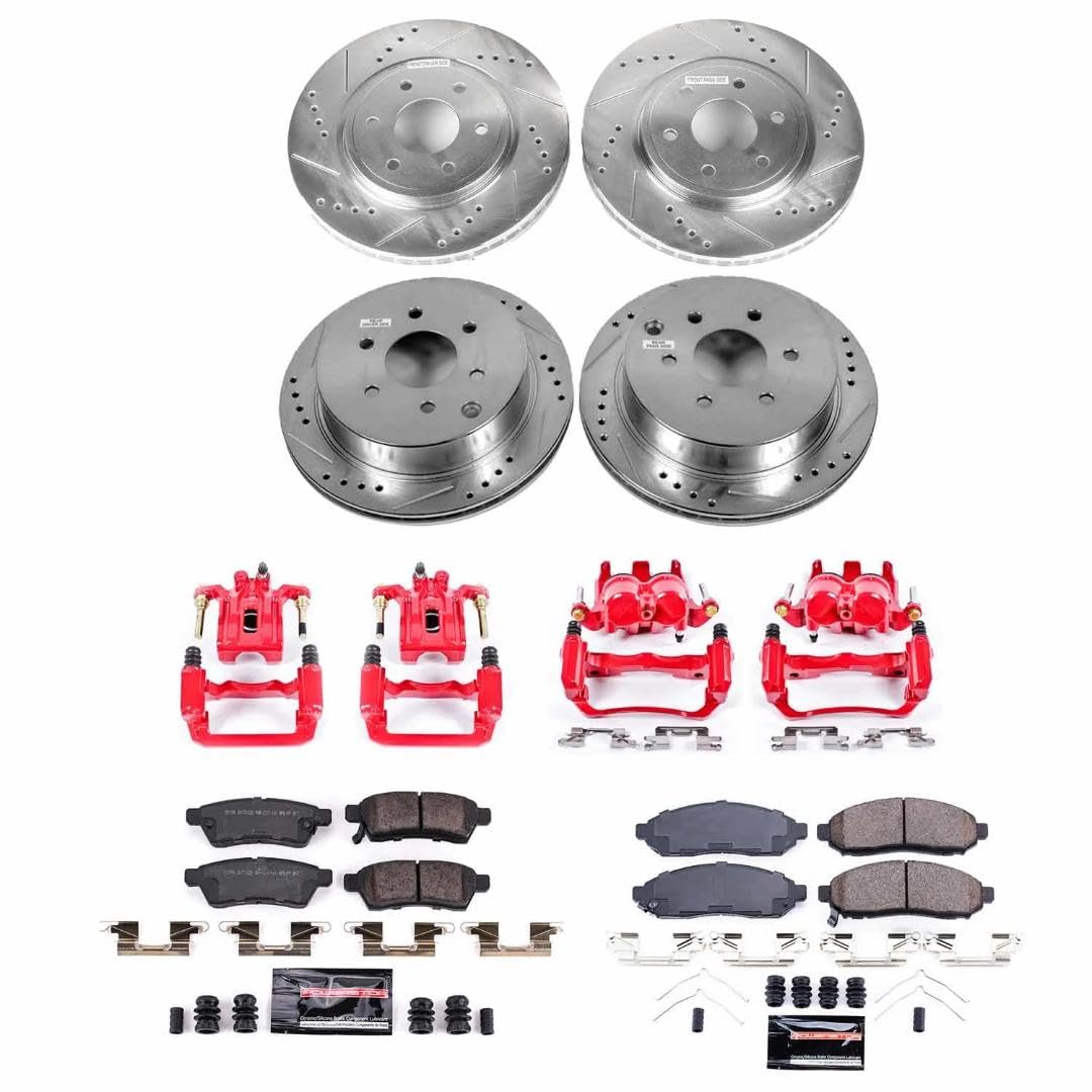Power Stop Z23 KC8358, Front and Rear Brake Caliper Kit- Rotors, Carbon Ceramic Brake Pads, Calipers For Nissan Frontier 2016-2022 [Model Specific]