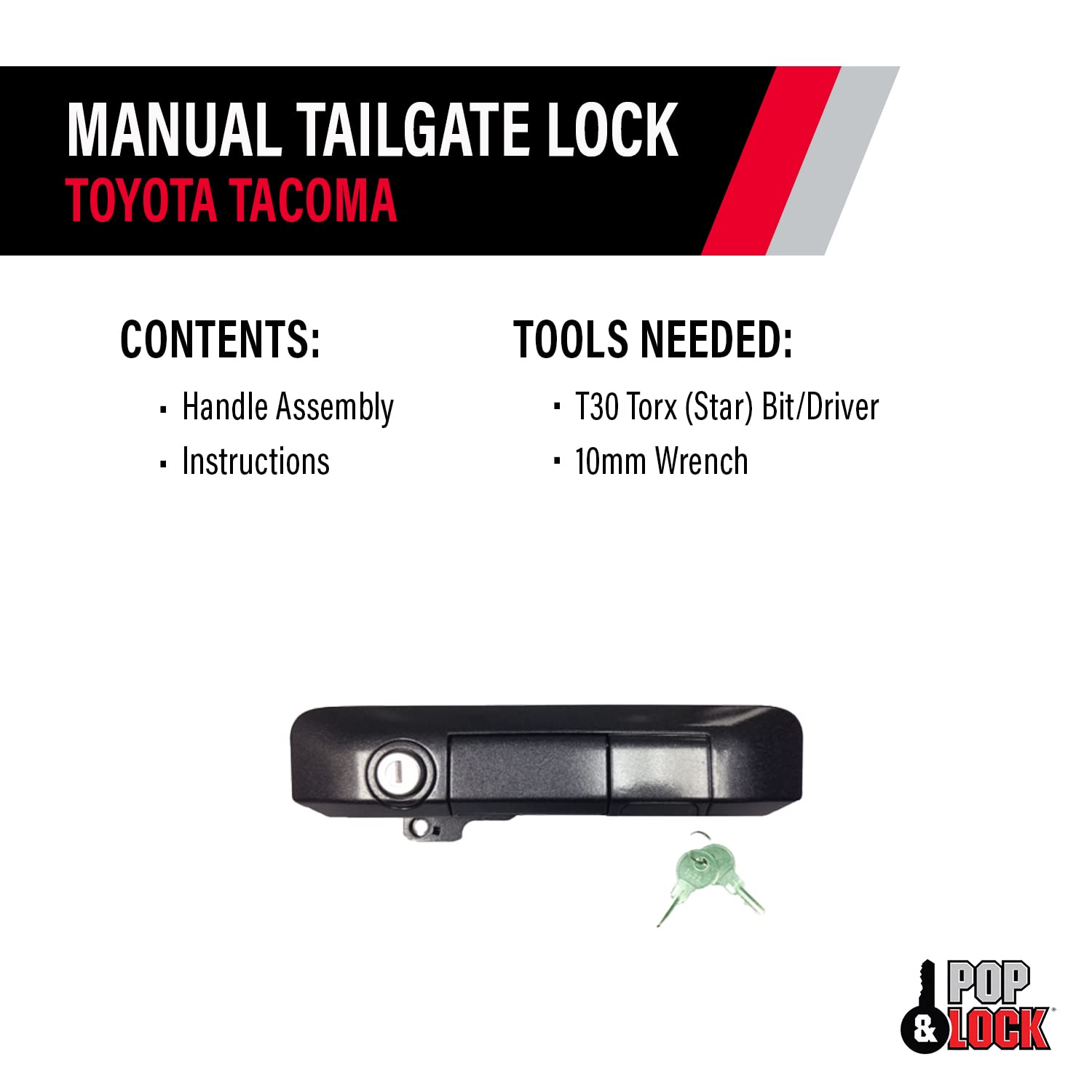 Pop & Lock PL5509 Manual Tailgate Lock Magnetic Gray Metallic for Toyota Tacoma (Standard Lock)