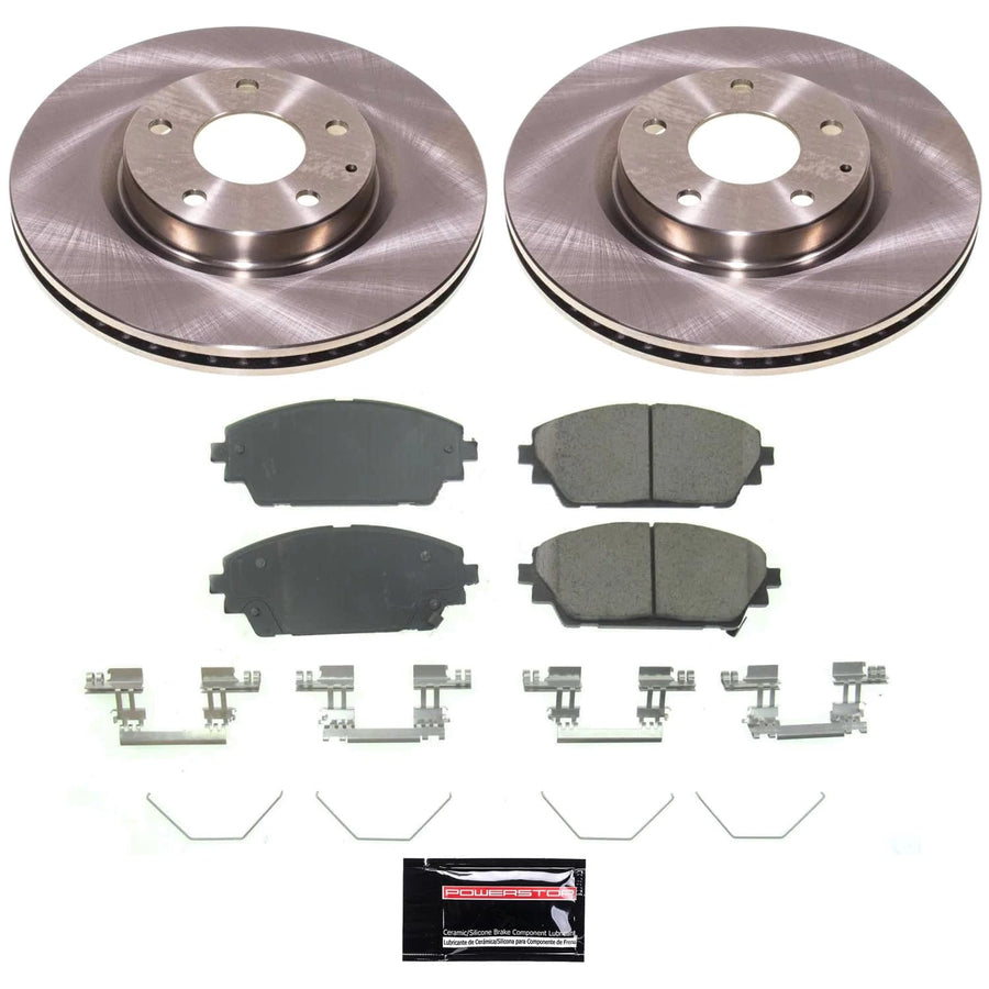 POWERSTOP Autospecialty Front Stock Replacement Brake Pads and Rotors Brake Kit For Mazda 3 2019-2023 [Vehicle Specific]