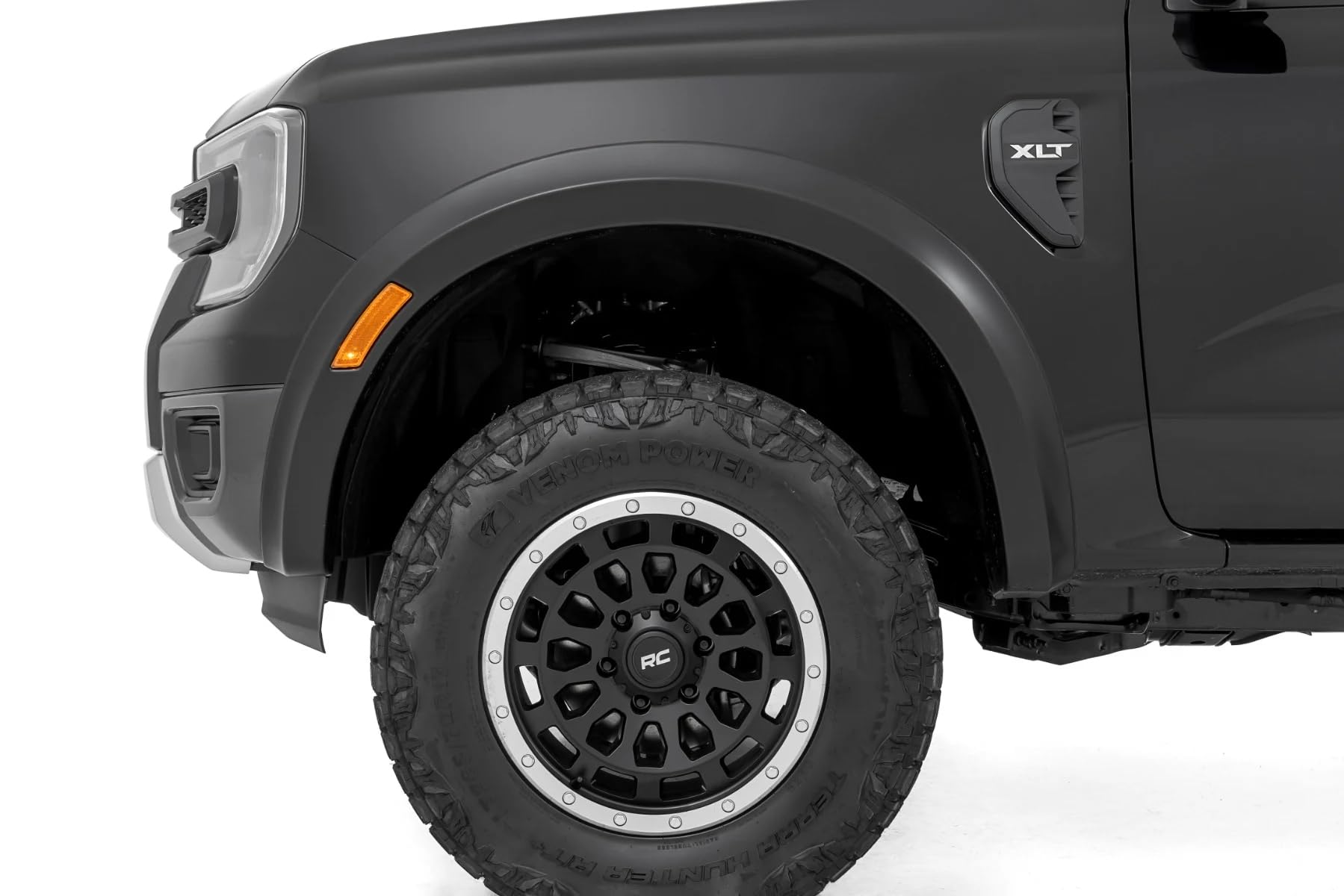 Sport Fender Flares Rough Country for Ford Ranger (2024-2025) - Durable ABS Flares, 1.25" Coverage, No-Drill Install, UV-Protected Flat Black Finish, Set of 4