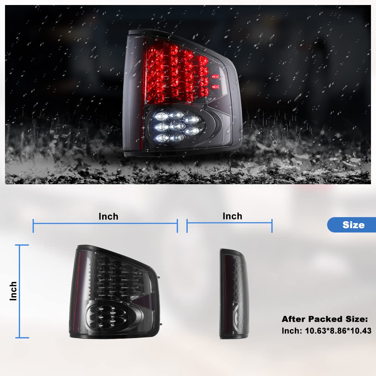 Winjet LED Tail lights Compatible with [1994 1995 1996 1997 1998 1999 2000 2001 2002 2003 2004 S10 Pickup/Sonoma]