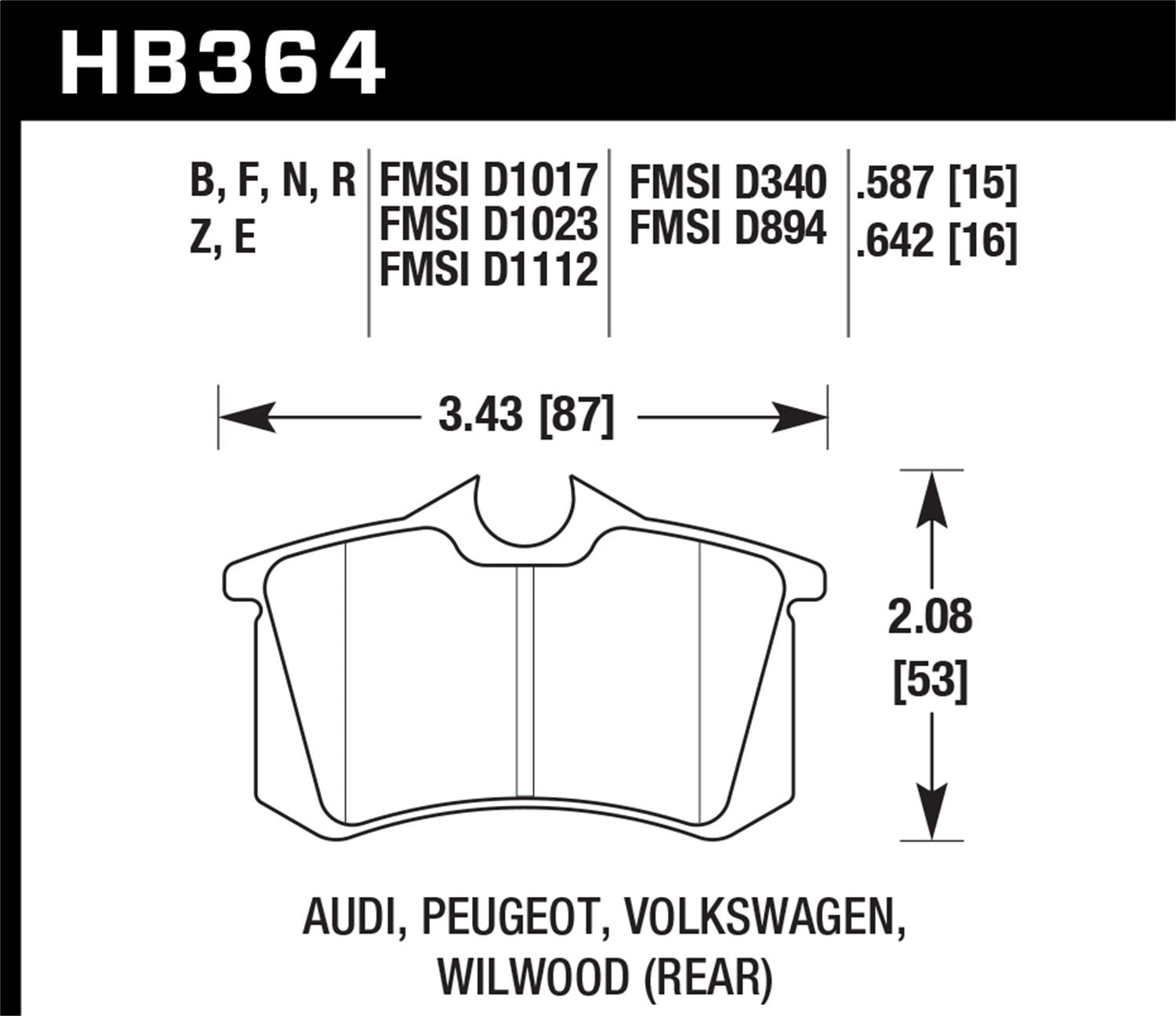 Hawk Performance Blue 9012 HB364E.642 Motorsport Brake Pads