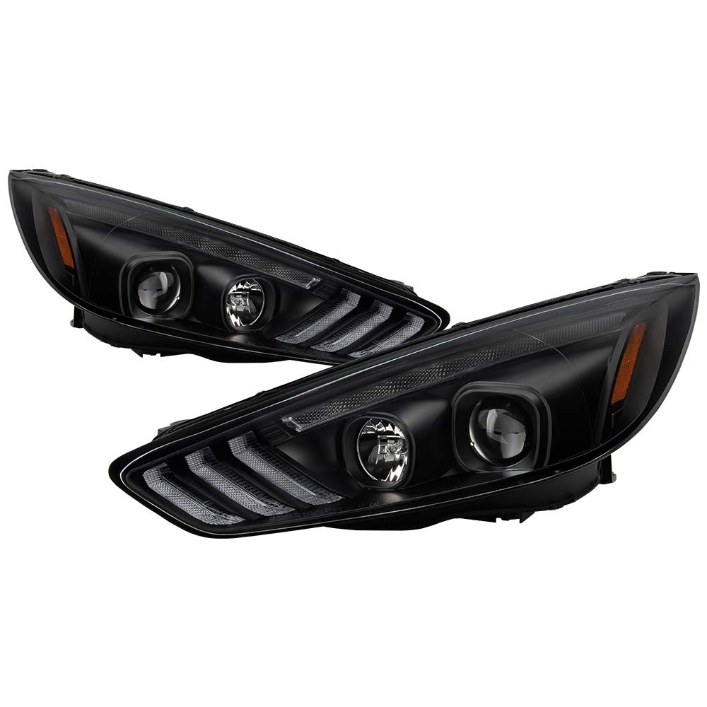 Ford Focus 15-18 Spyder 5086105 Projector Headlights - Sequential Turn Signal Light Bar - Low Beam-H7(Included) ; High Beam-H1(Included) ; Signal-LED(Included) - Black