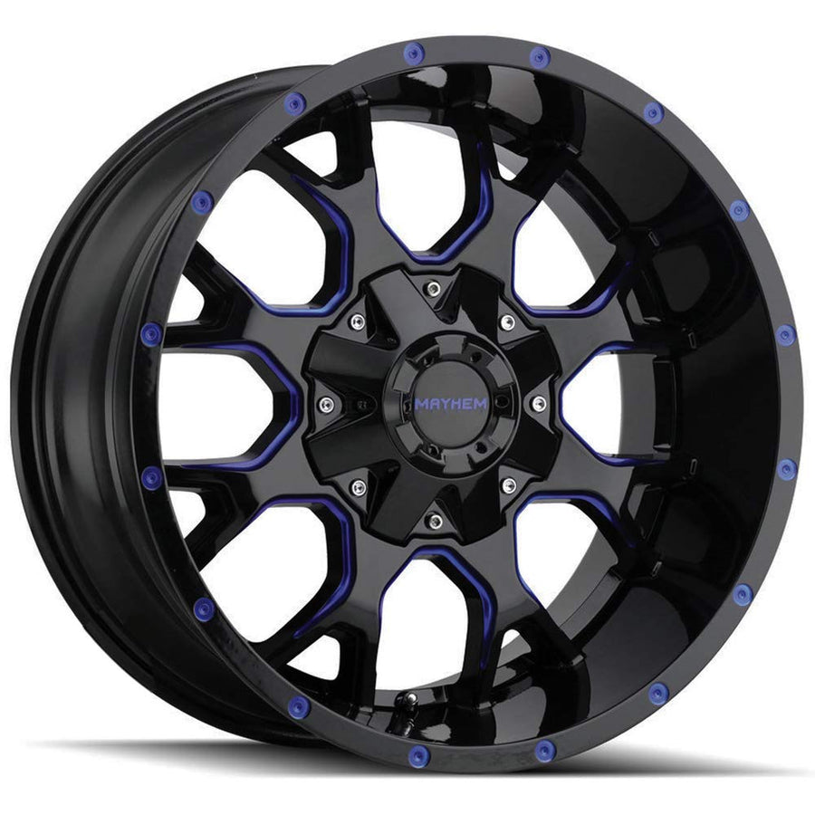 Warrior 8015 Mayhem 8015 Black W/Prism Blue 20X10 8-165.1/8-170 -25mm 130.8mm