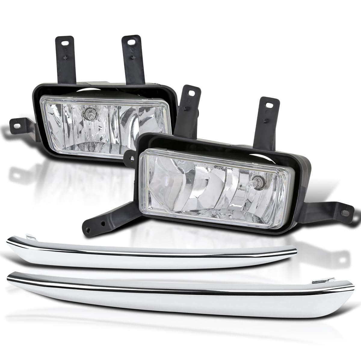 Clear SPEC-D TUNING Bumper Driving Fog Lights + Bulbs + Switch w/Chrome Trim Compatible with 2015-2020 Chevy Tahoe, L+R Pair Assembly