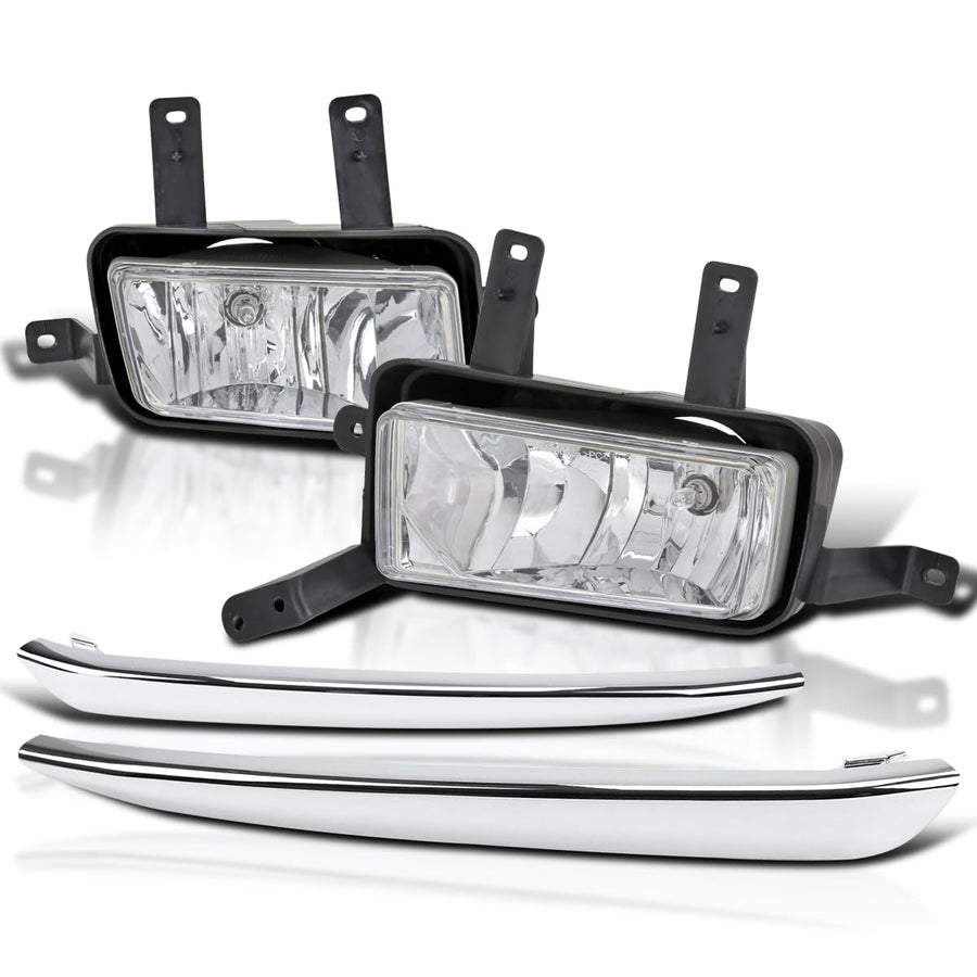 Clear SPEC-D TUNING Bumper Driving Fog Lights + Bulbs + Switch w/Chrome Trim Compatible with 2015-2020 Chevy Tahoe, L+R Pair Assembly