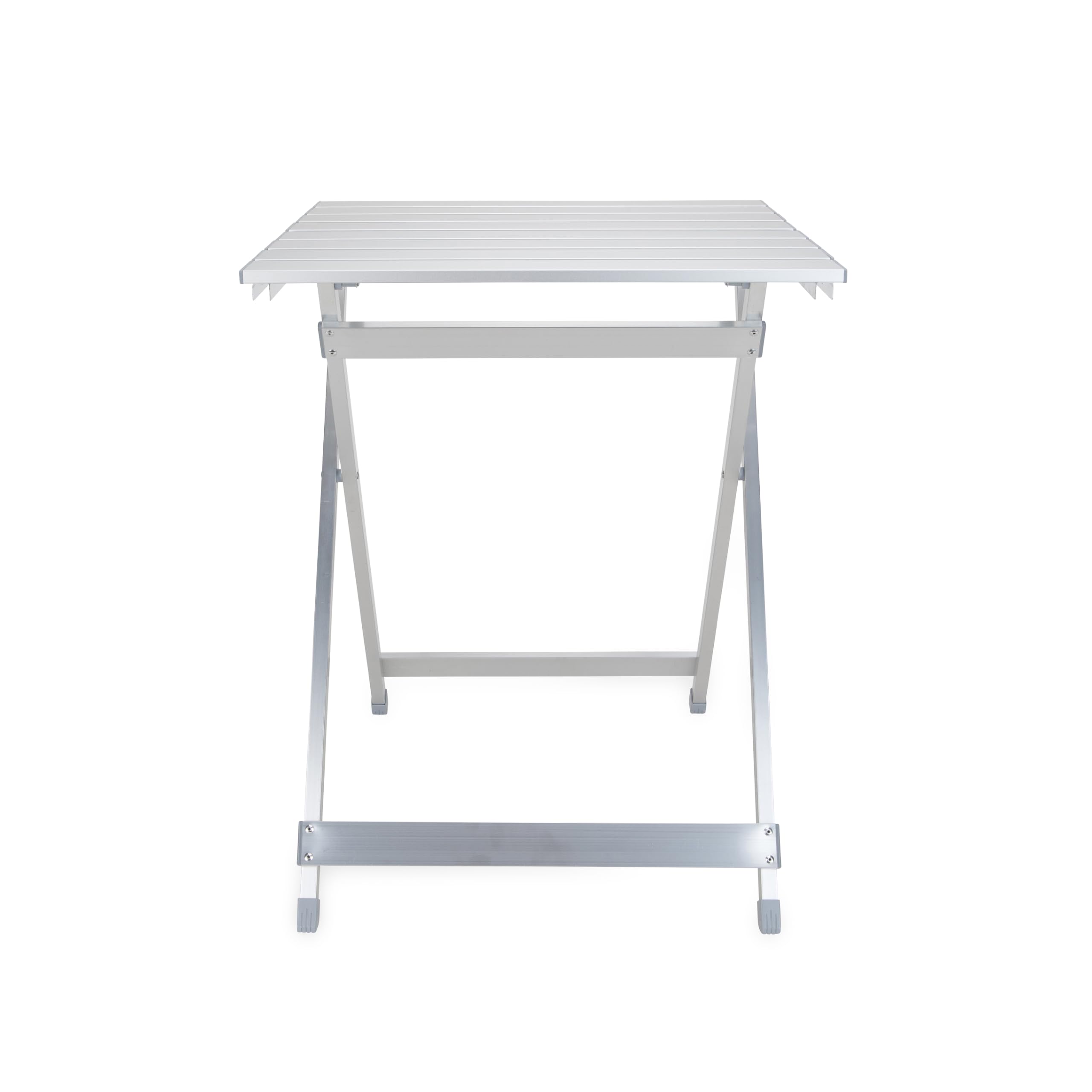 Camco Large Side Table Aluminum - Features Easy Setup & Supports Up to 110lbs - 19.5 L x 20” W x 24.25” H - Great for Camping, RVing & More - Folds to 2” (W) for RV Storage and Organization (51891)