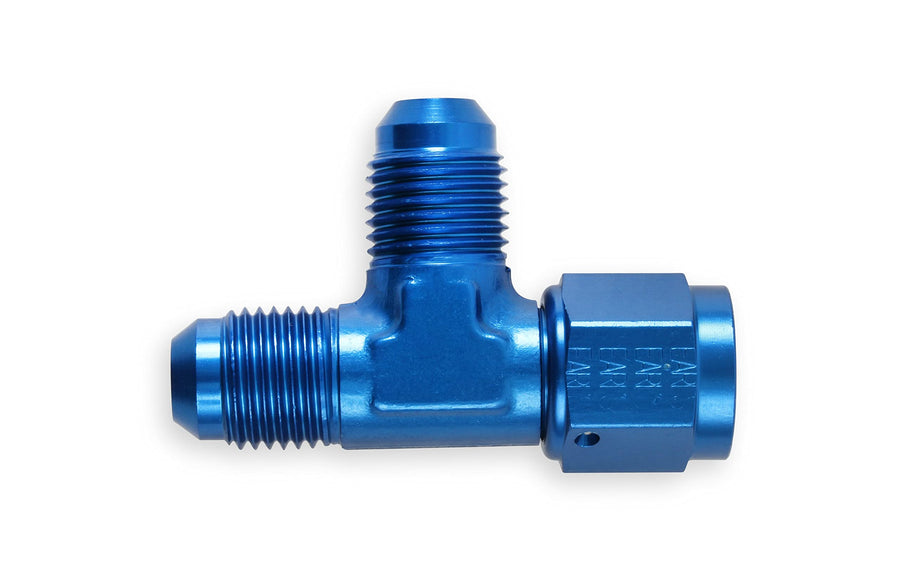 Blue Anodized Aluminum Earl's 926106 -6AN Tee - Female Swivel On Run Adapter