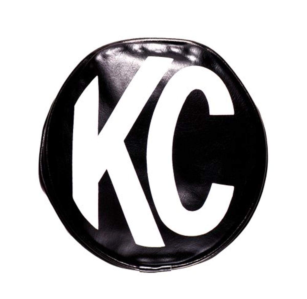 6" Round KC HiLiTES Black Vinyl Light Cover w/ White Logo - Set of 2
