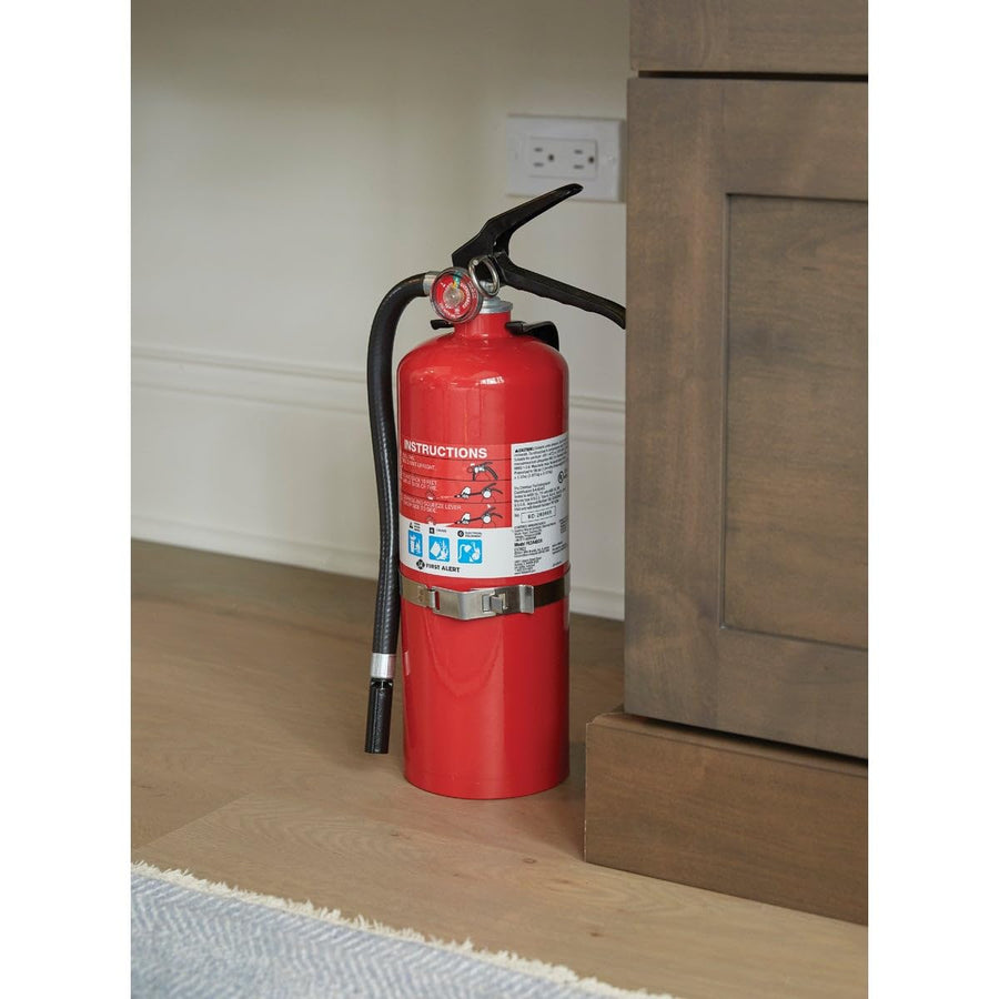 Rechargeable FIRST ALERT PRO5 Heavy Duty Fire Extinguisher, UL RATED 3-A:40-B:C, Red, 1-Pack