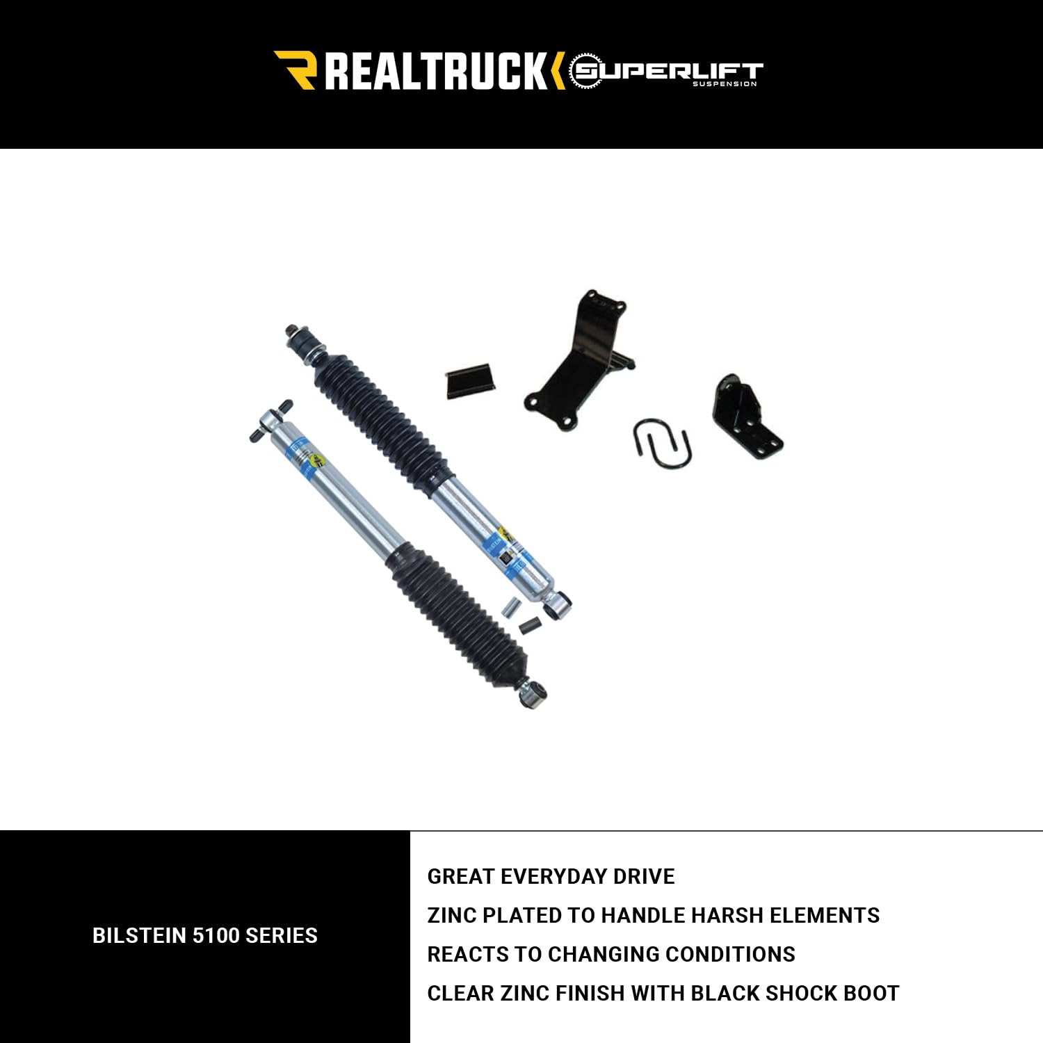 SUPERLIFT SUSPENSION RealTruck High Clearance Dual Stabilizer Kit for Jeep Wrangler JK | Bilstein 5100 Series Cylinders | 92105 | Fits 2007-2018 Jeep Wrangler JK / JKU with 1.5" of Lift or Higher