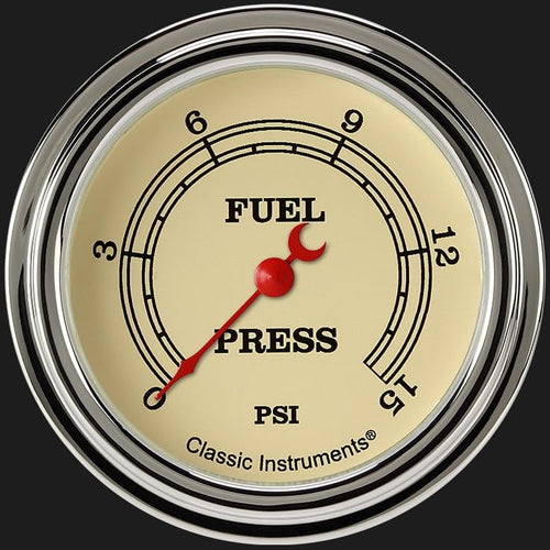 Vintage Classic Instruments VT345SLF 2 5/8" Fuel Pressure Gauge 15 PSI Electric