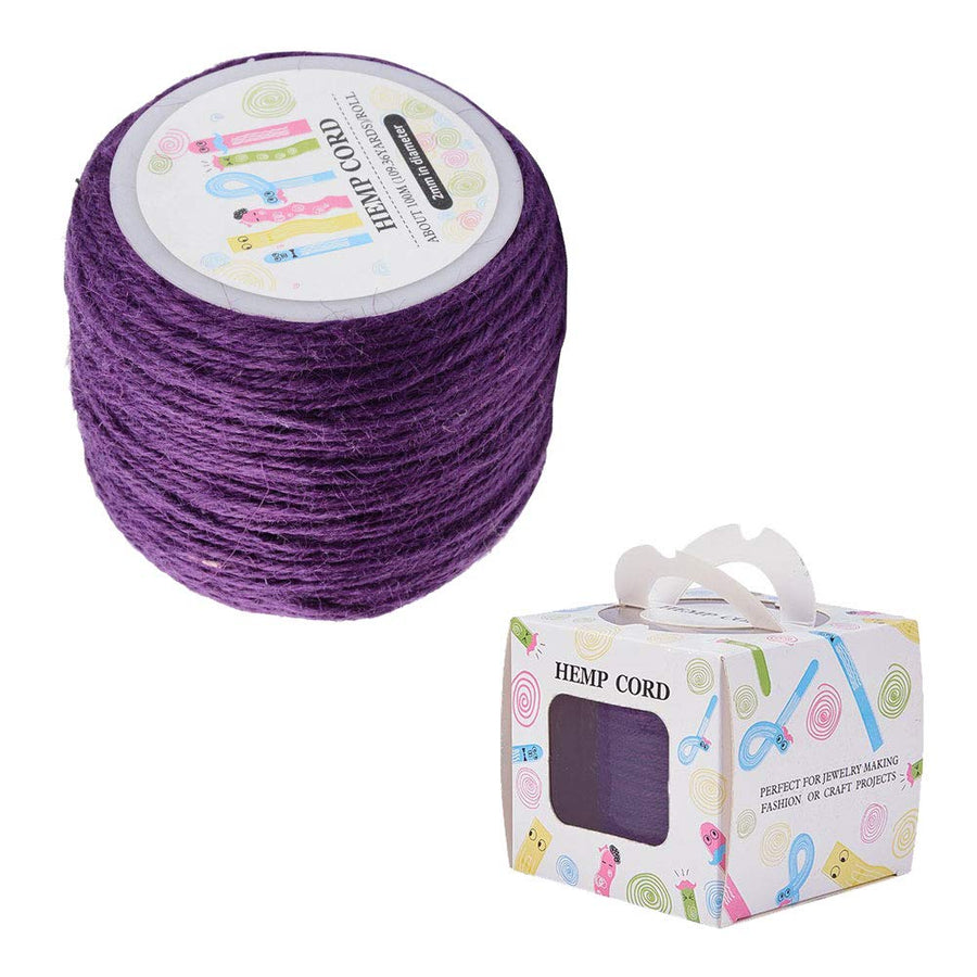 1 Roll JEWELEADER 109 Yards Colored Jute Twine Arts and Crafts Hemp Cord 2mm Packing String Rope for Jewelry Making Wedding Invitations Christmas Bottle Decoration Gardening Bundling Purple