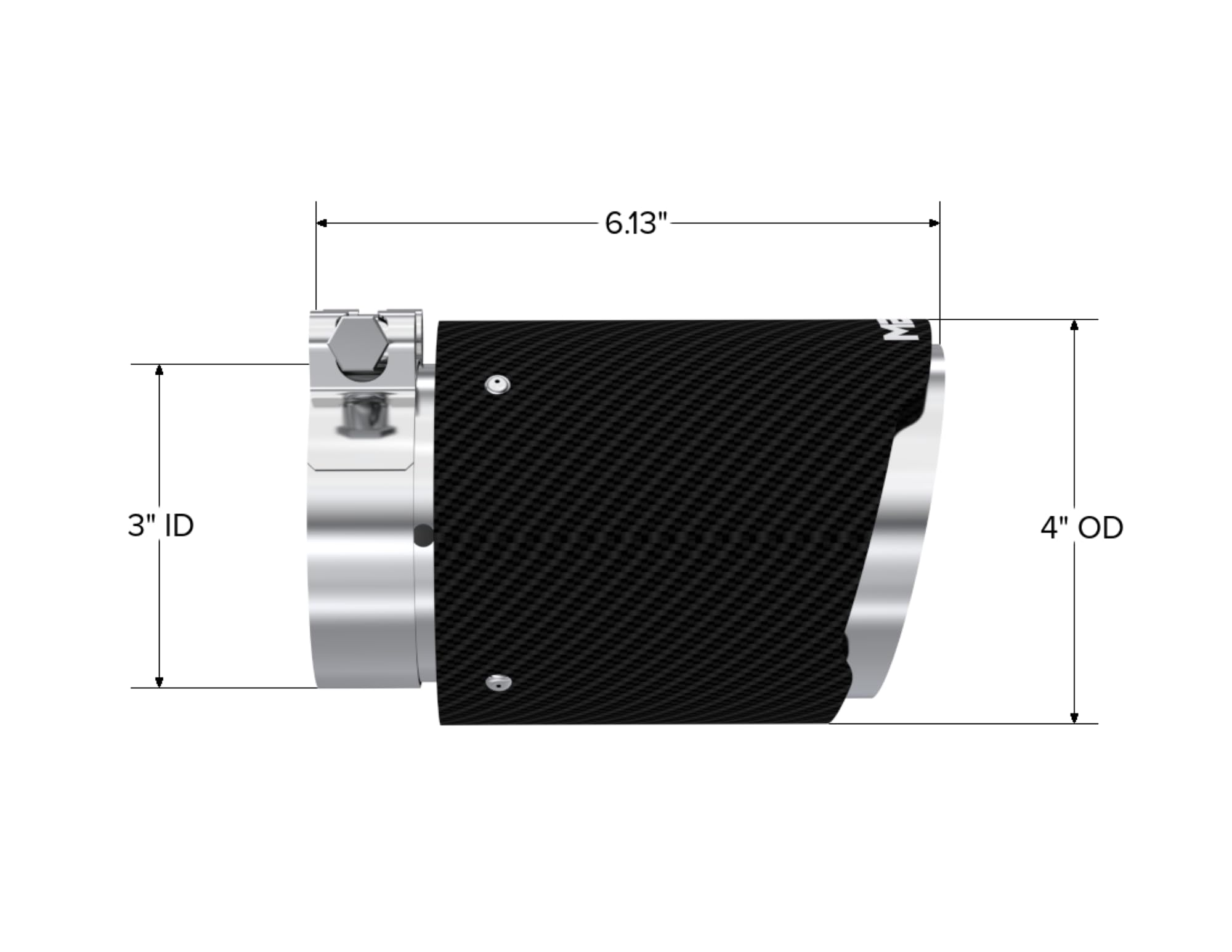 Armor Pro 304 SS Round Carbon Fiber Cut Clamp-On Exhaust Tip MBRP T5188CF (3" Inlet, 4" Outlet, 6.13" Length)