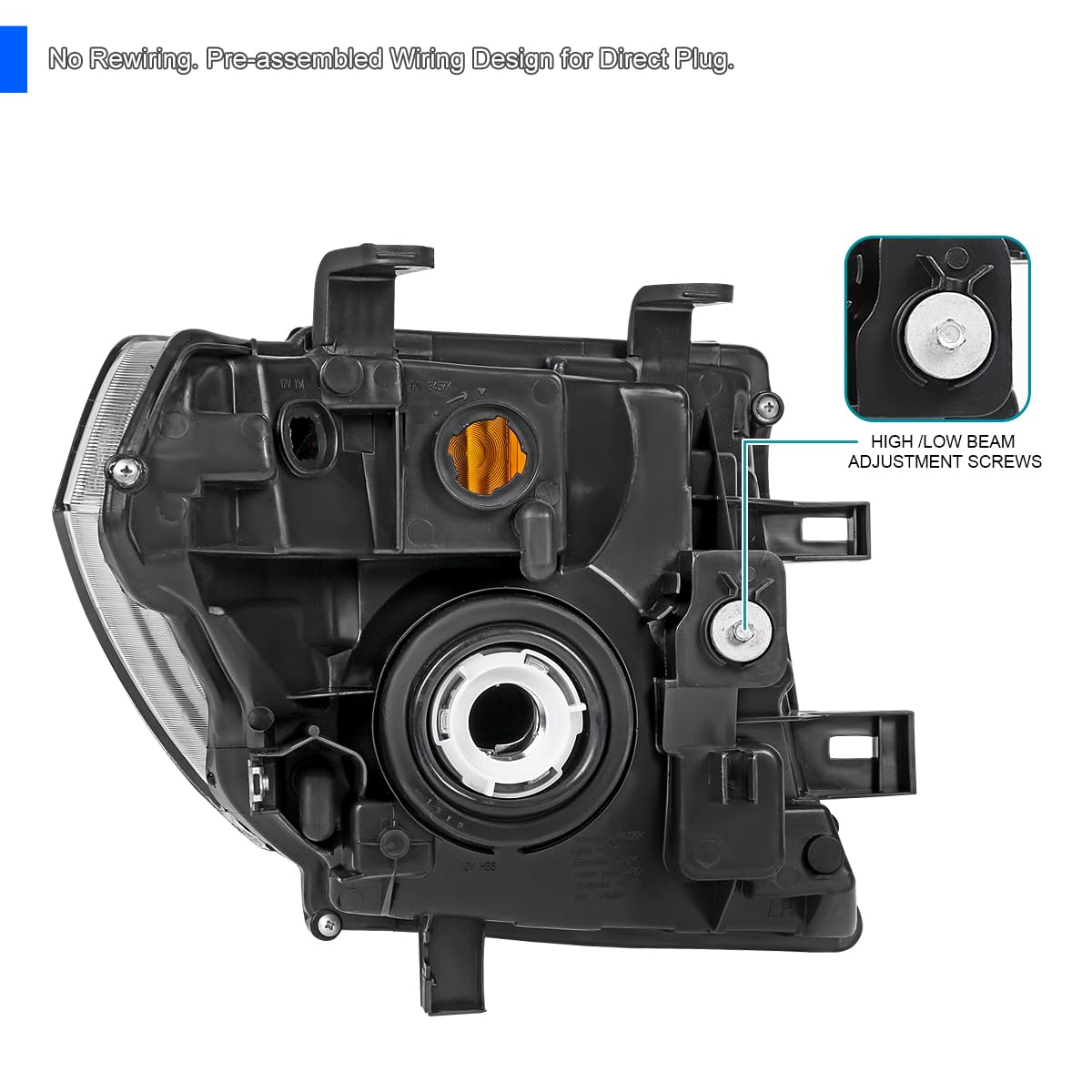 Smoke SPEC-D TUNING Replacement Headlights Compatible with 2005-2008 Nissan Frontier, 2005-2007 Nissan Pathfinder Left + Right Head Lamp Assembly