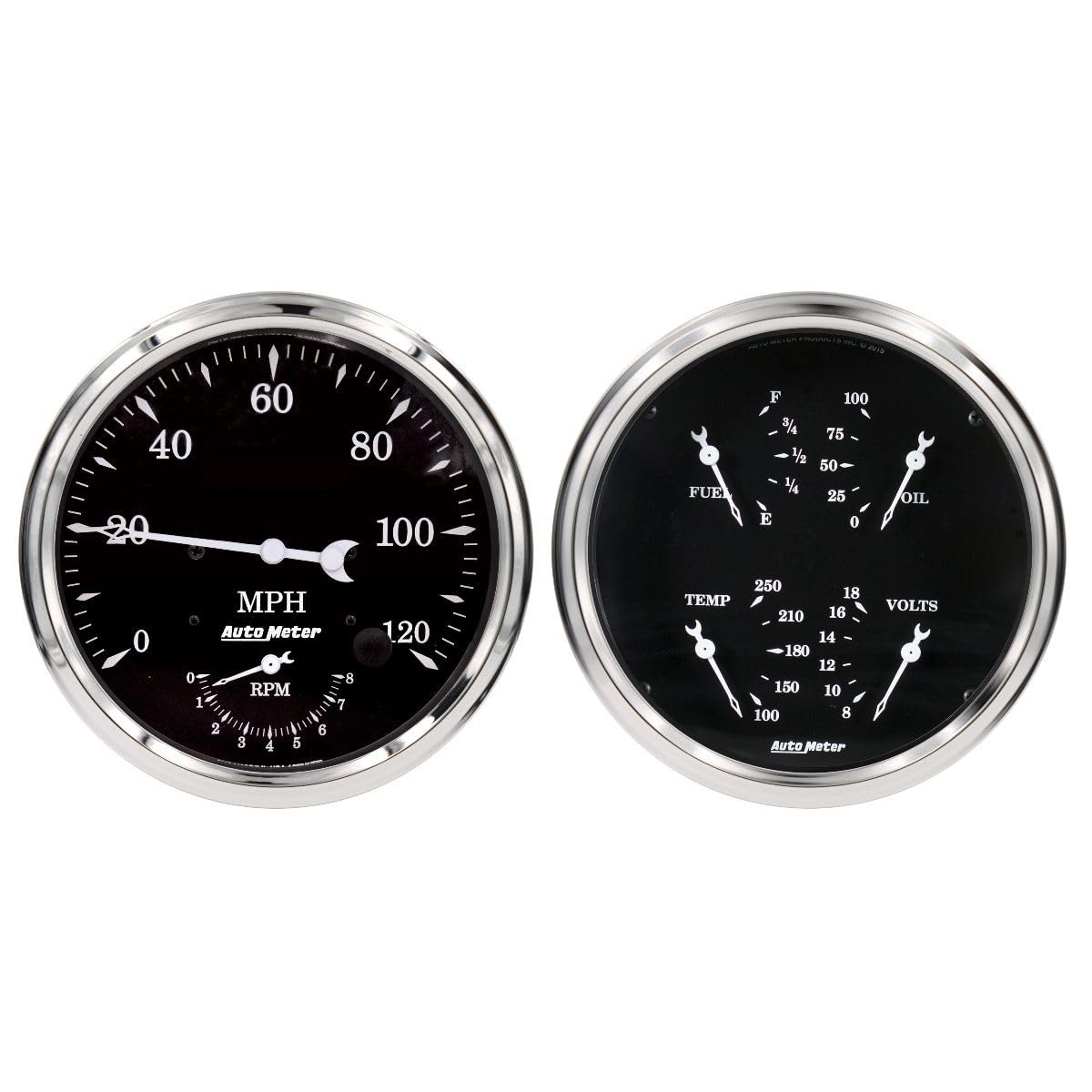Auto Meter Gauge Kit 1752, 2 Pc., Tach/Speedo & Quad, 5", Old TYME Black