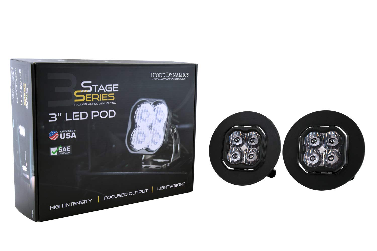 Diode Dynamics Fog Light Kit SS3 LED compatible with GMC Sierra 1500 2007-2013, Yellow SAE Fog Max with Backlight