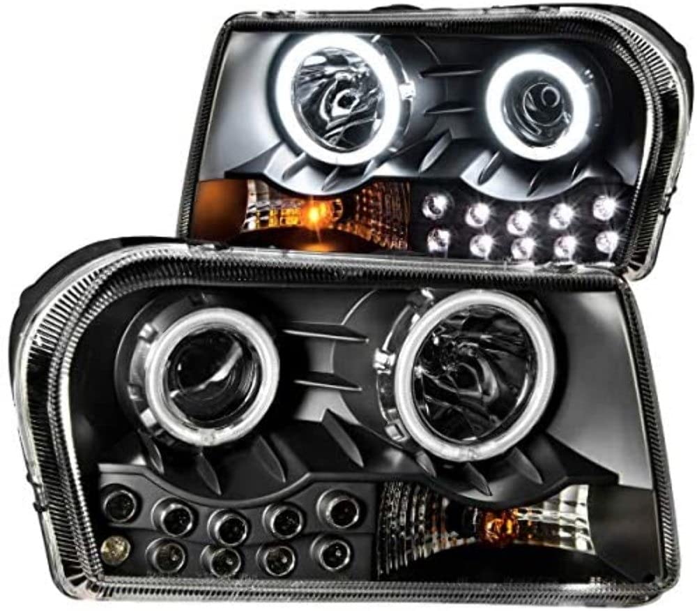 Headlight Assembly Anzo USA 121152 LED Strip Clear Lens Pair CCFL Black