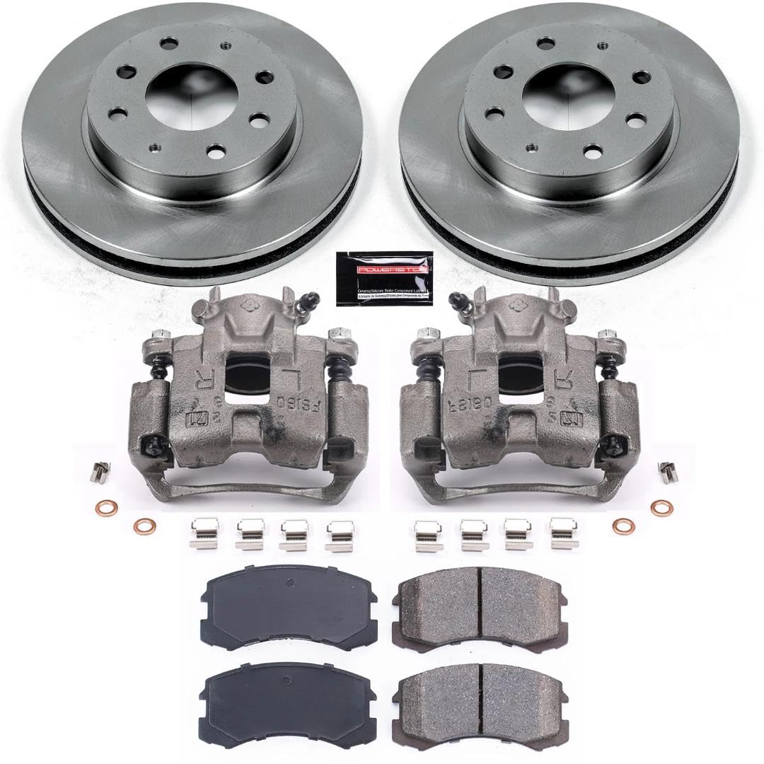 Power Stop KCOE1092 Replacement Autospeciality Front Caliper Kit- OE Rotors, Ceramic Brake Pads, Calipers For Mitsubishi Lancer 2002-2007 [Model Specific]