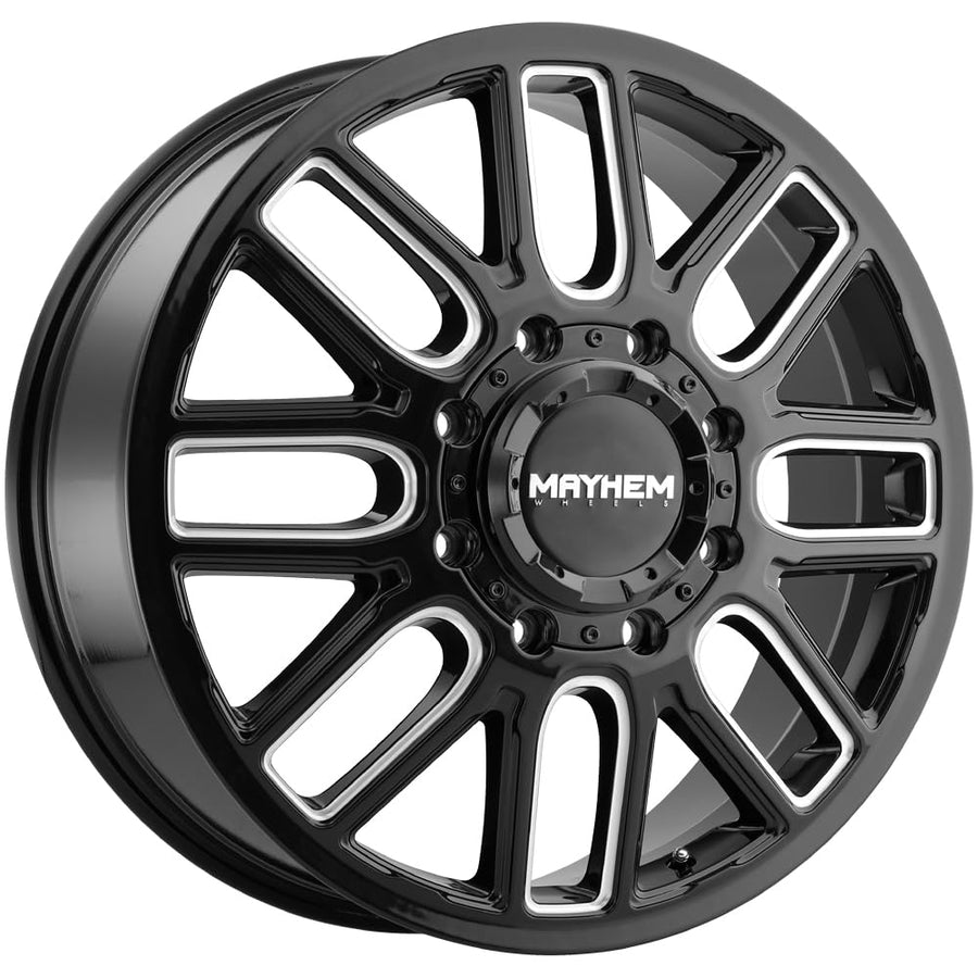 Cogent Mayhem Dually (8107) Gloss Black W/Milled Spokes 20X8.25 Front 8-210 115mm 154.2mm Wheel with Painted (20 x 8.25 inches /8 x 210 mm, 115 mm Offset)