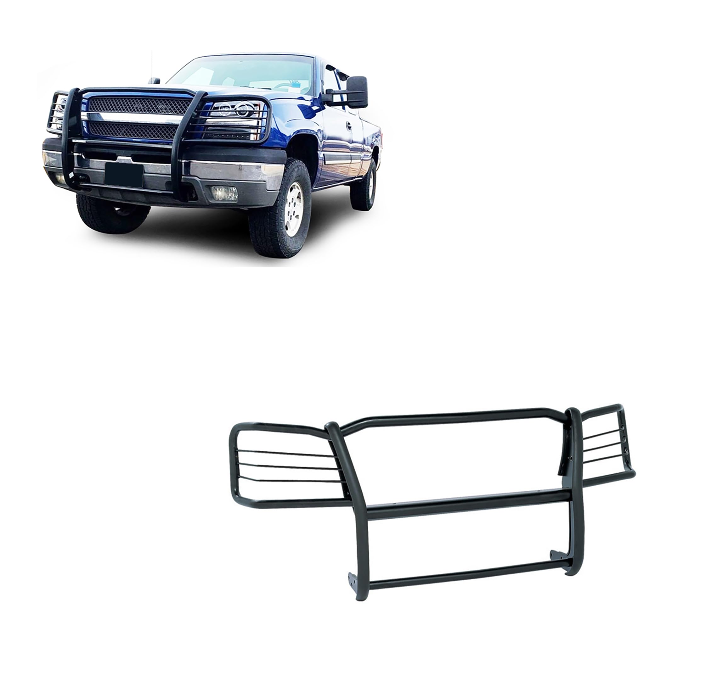 Bumper Guard Modular Black Black Horse Grille Compatible with 2003-2006 Chevrolet Silverado 1500|2007-2007 Chevrolet Silverado 1500 HD Classic-17GT25MA