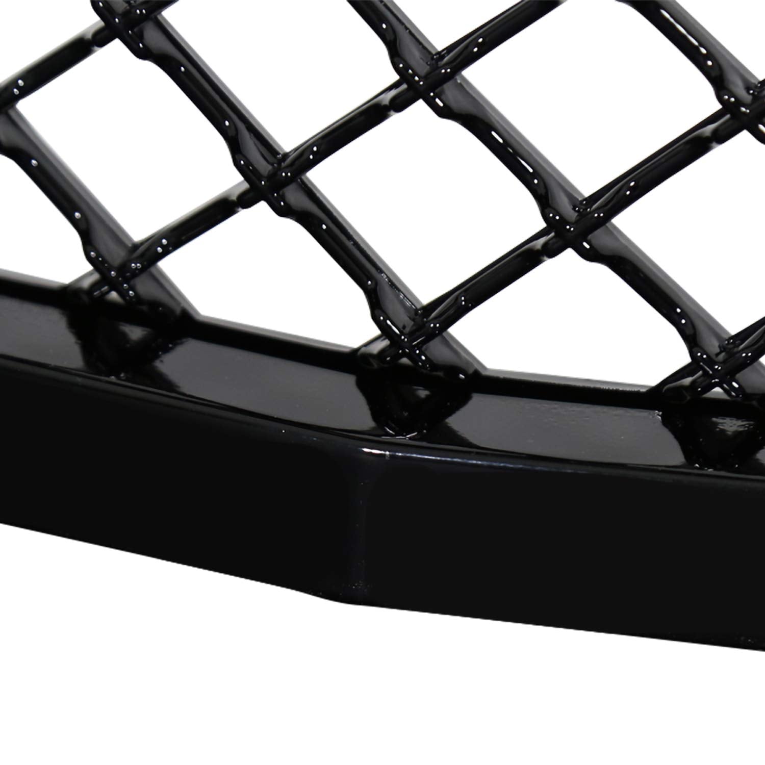 Polished Black Spec-D Tuning Front Hood Mesh Grille Compatible with 2015-2018 Chevy Tahoe, Suburban